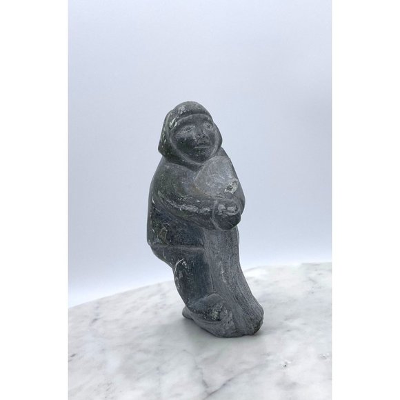 Soapstone Inuit Sculpture Carving Hand Carved Numbered Figure - Picture 3 of 14